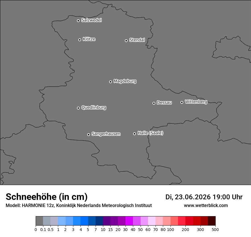 Modellkarte HARMONIE – h_snow – st