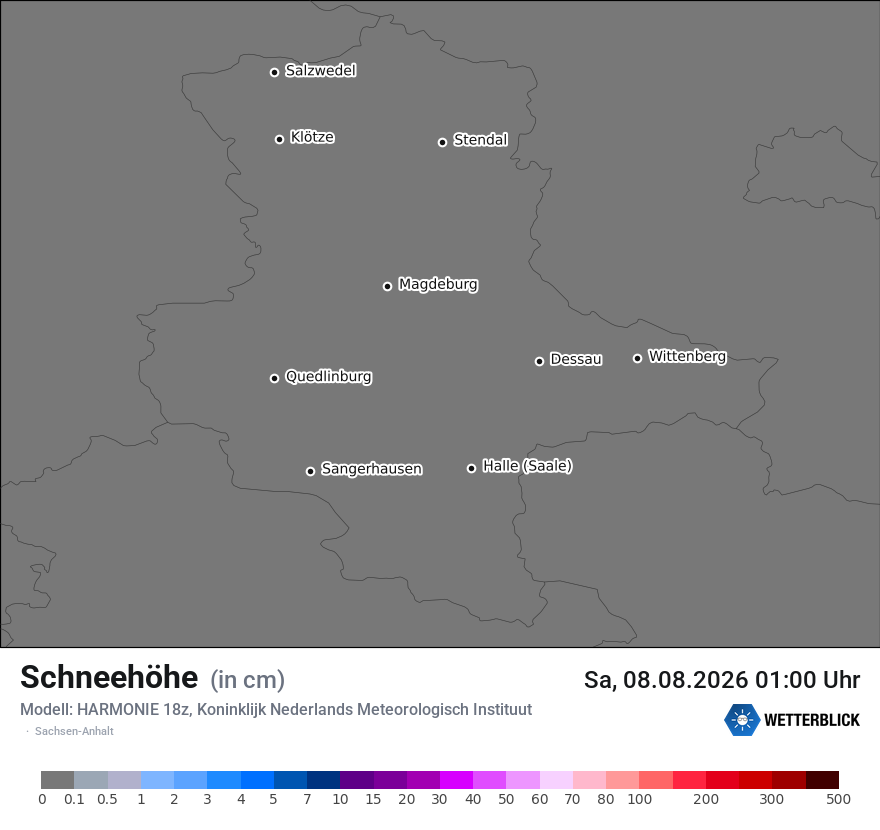 Modellkarte HARMONIE – h_snow – st