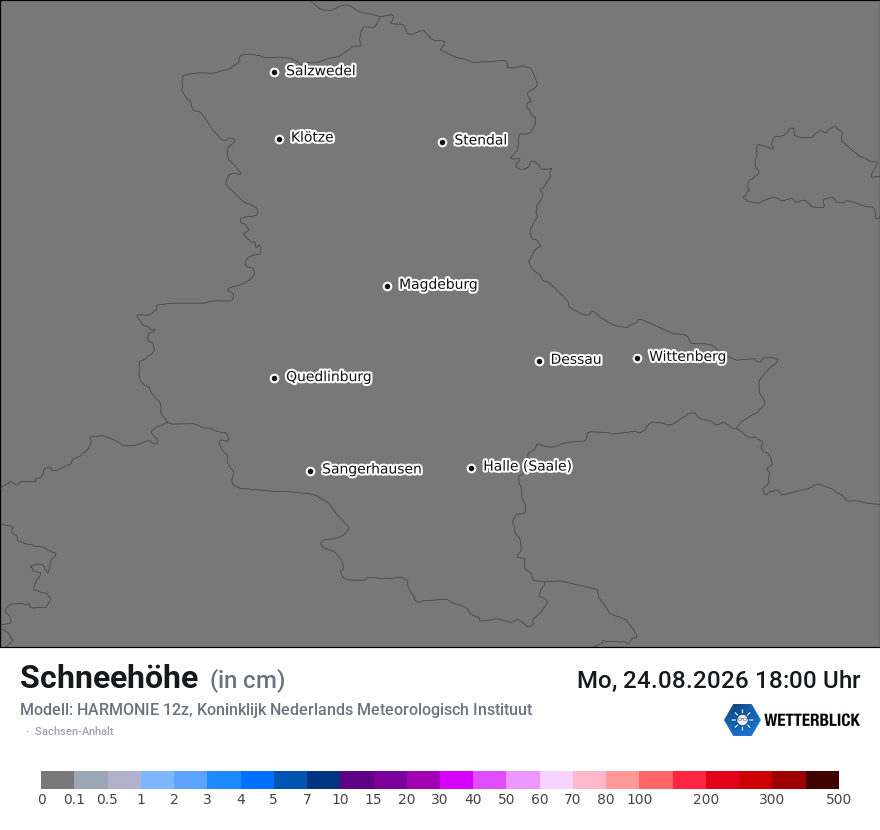 Modellkarte HARMONIE – h_snow – st