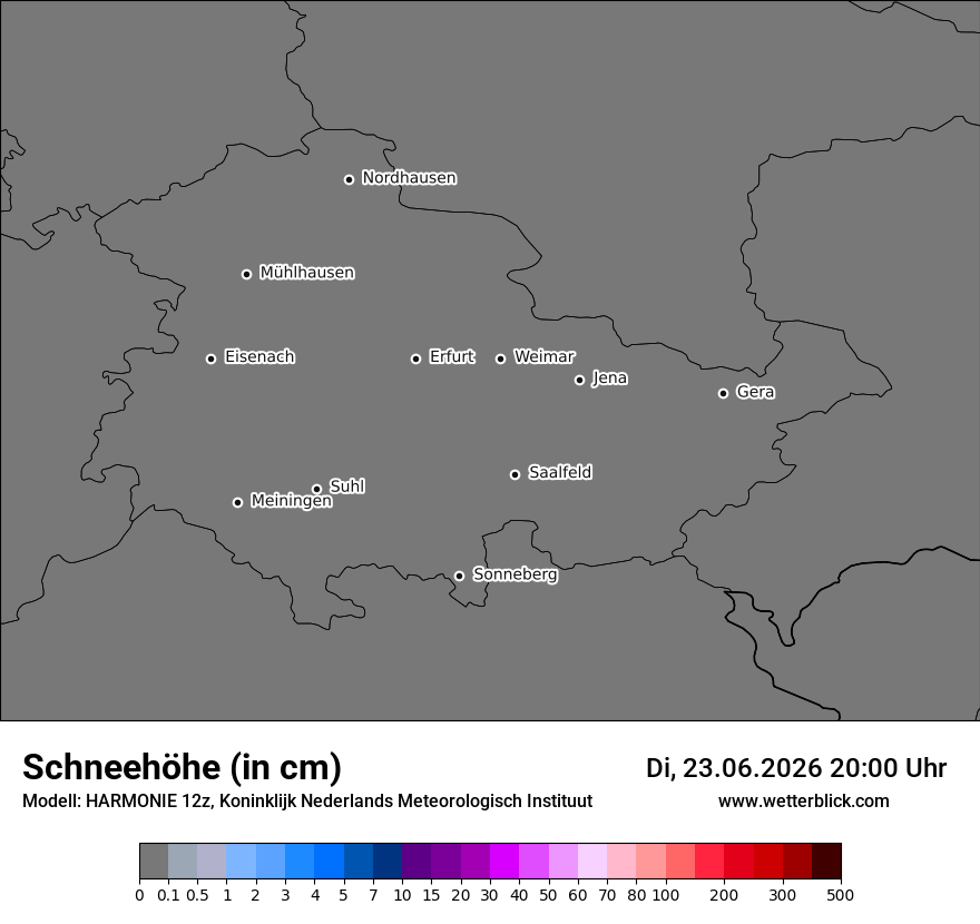 Modellkarte HARMONIE – h_snow – th