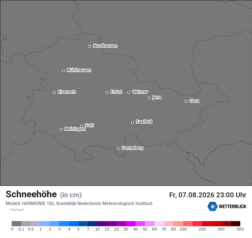 Modellkarte HARMONIE – h_snow – th