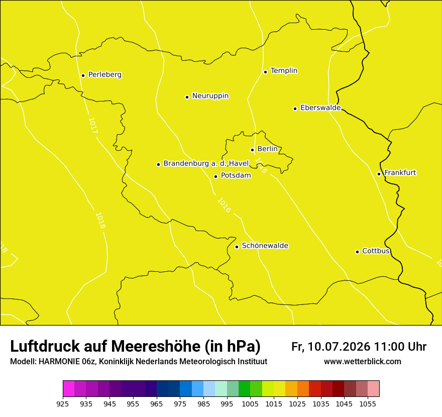Modellkarte HARMONIE – pmsl – bb
