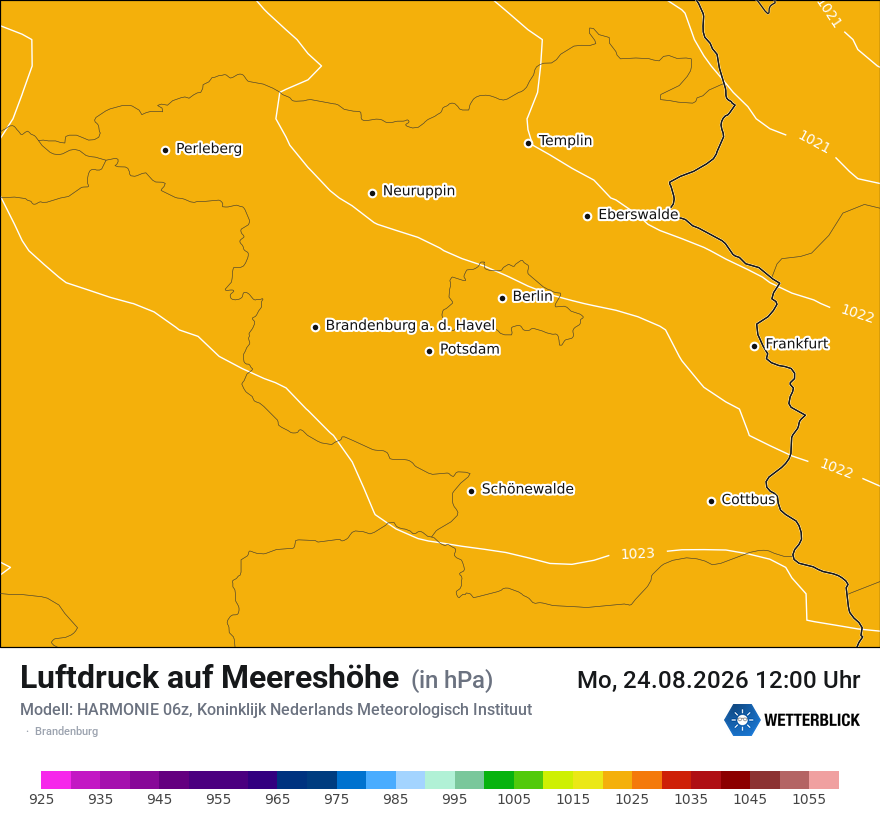 Modellkarte HARMONIE – pmsl – bb