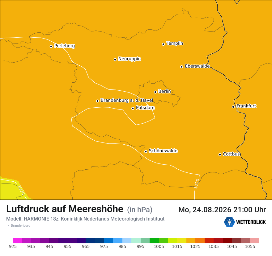 Modellkarte HARMONIE – pmsl – bb