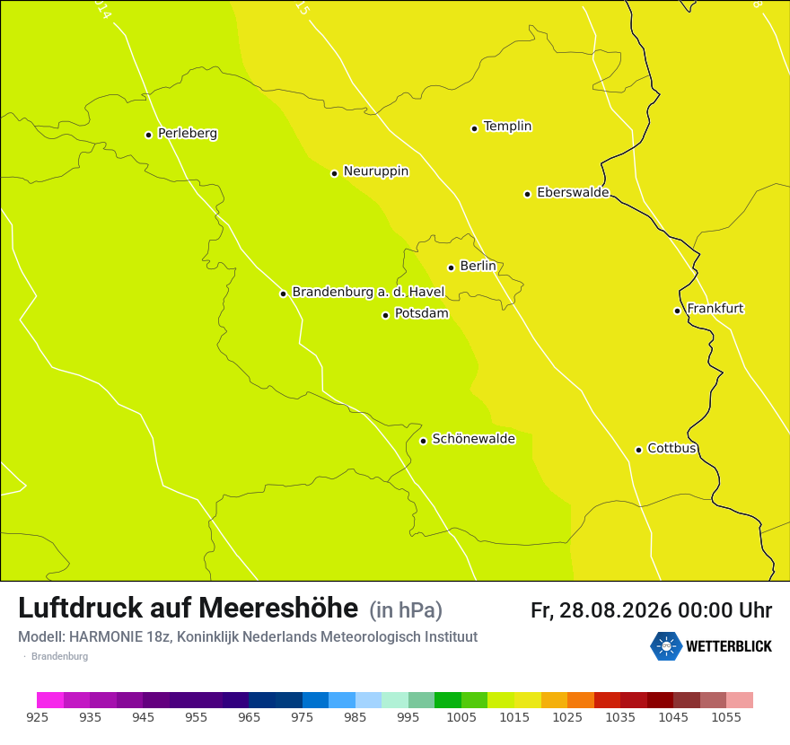 Modellkarte HARMONIE – pmsl – bb