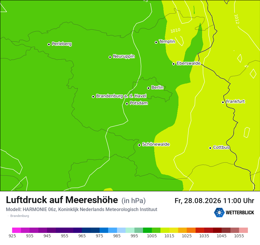 Modellkarte HARMONIE – pmsl – bb