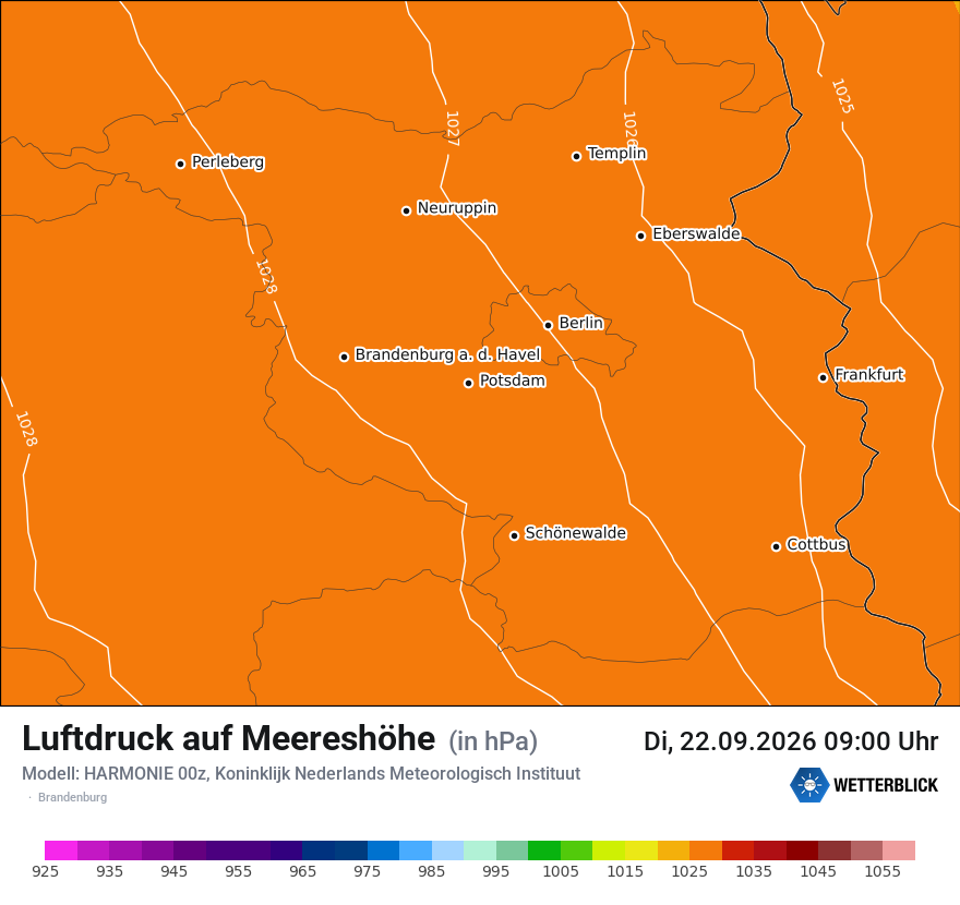 Modellkarte HARMONIE – pmsl – bb
