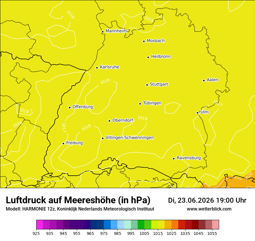 Modellkarte HARMONIE – pmsl – bw