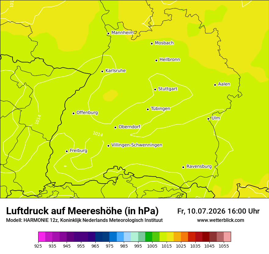 Modellkarte HARMONIE – pmsl – bw