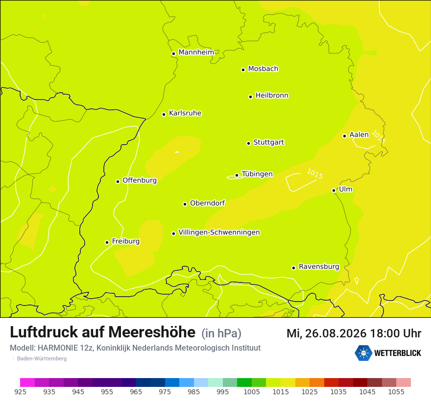 Modellkarte HARMONIE – pmsl – bw