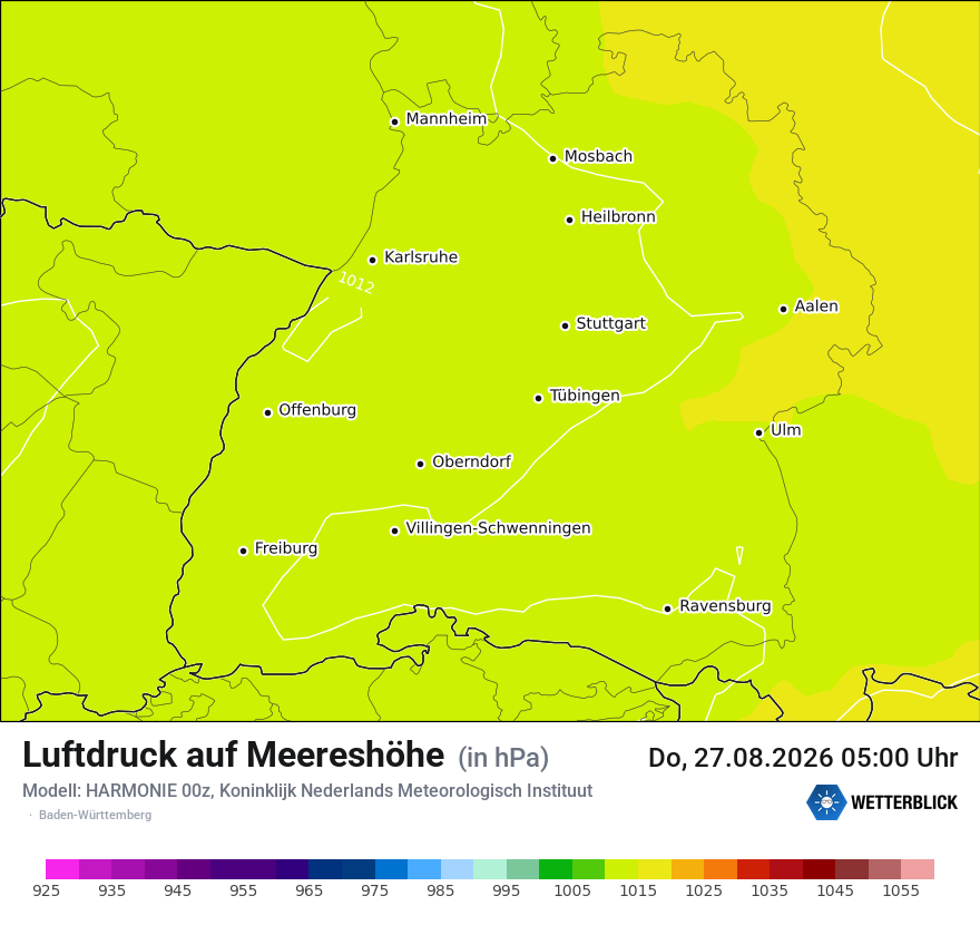 Modellkarte HARMONIE – pmsl – bw