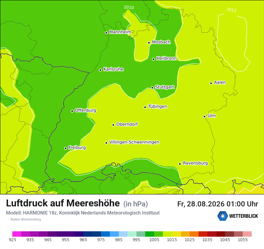 Modellkarte HARMONIE – pmsl – bw