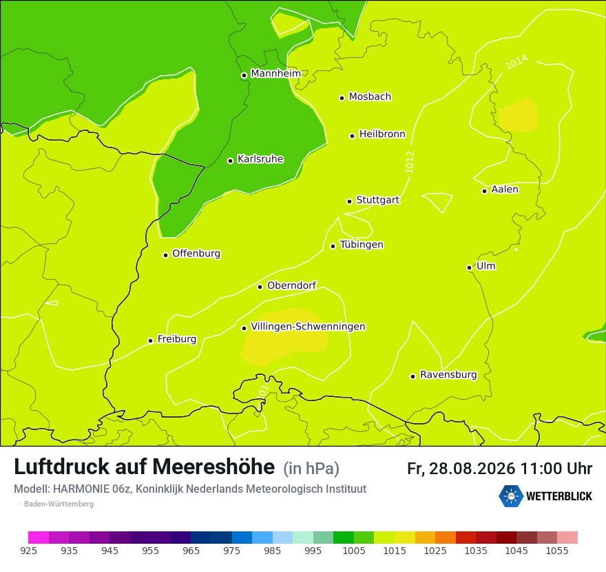 Modellkarte HARMONIE – pmsl – bw