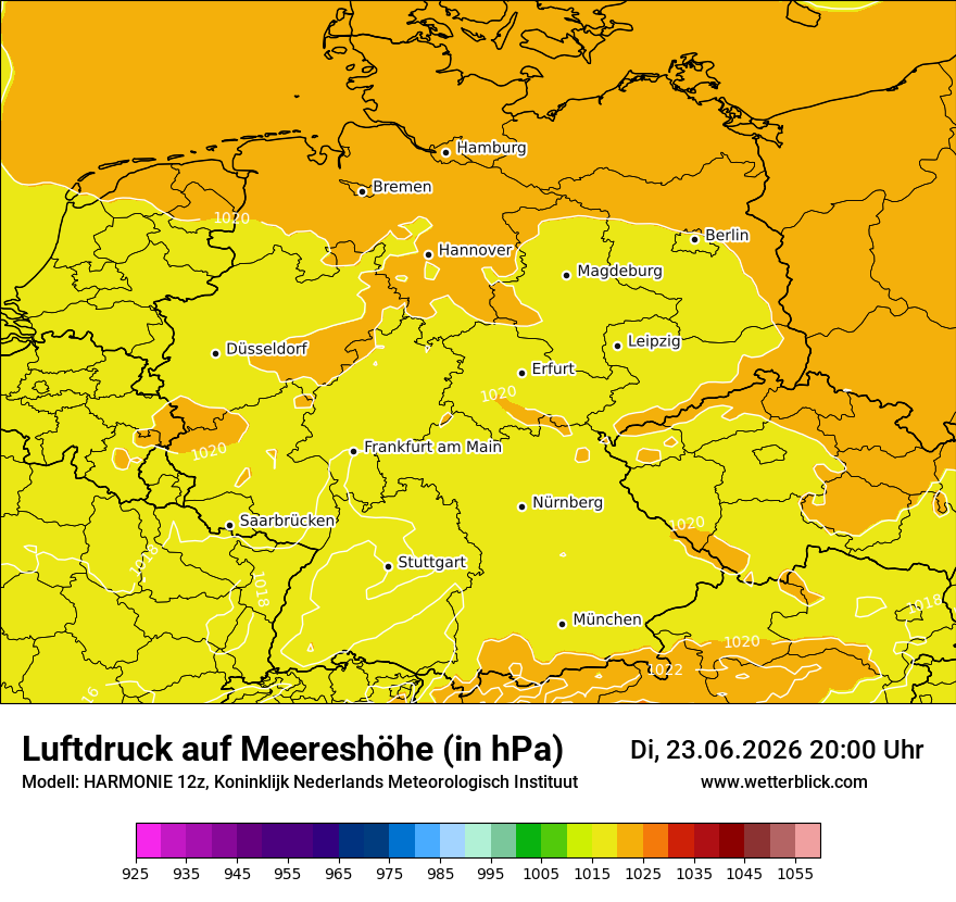 Modellkarte HARMONIE – pmsl – deutschland