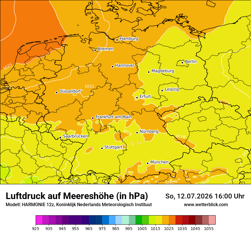Modellkarte HARMONIE – pmsl – deutschland