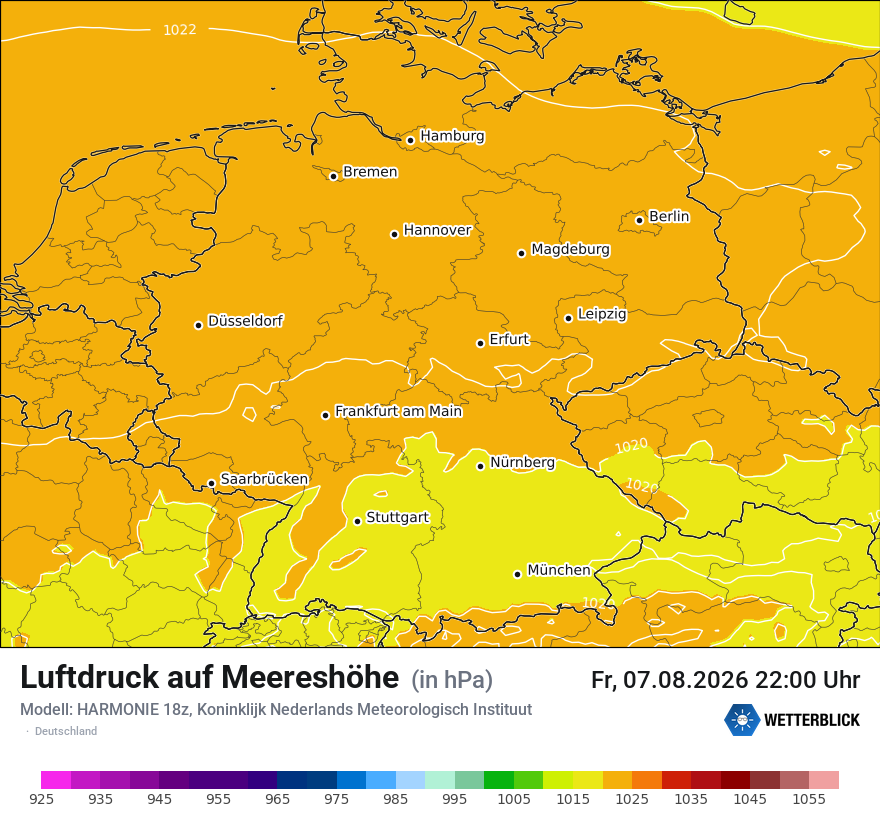 Modellkarte HARMONIE – pmsl – deutschland