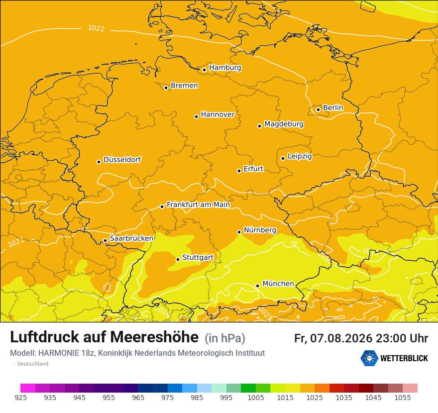 Modellkarte HARMONIE – pmsl – deutschland