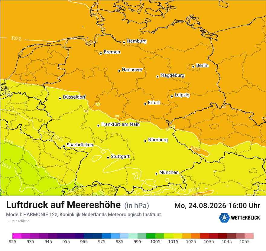 Modellkarte HARMONIE – pmsl – deutschland
