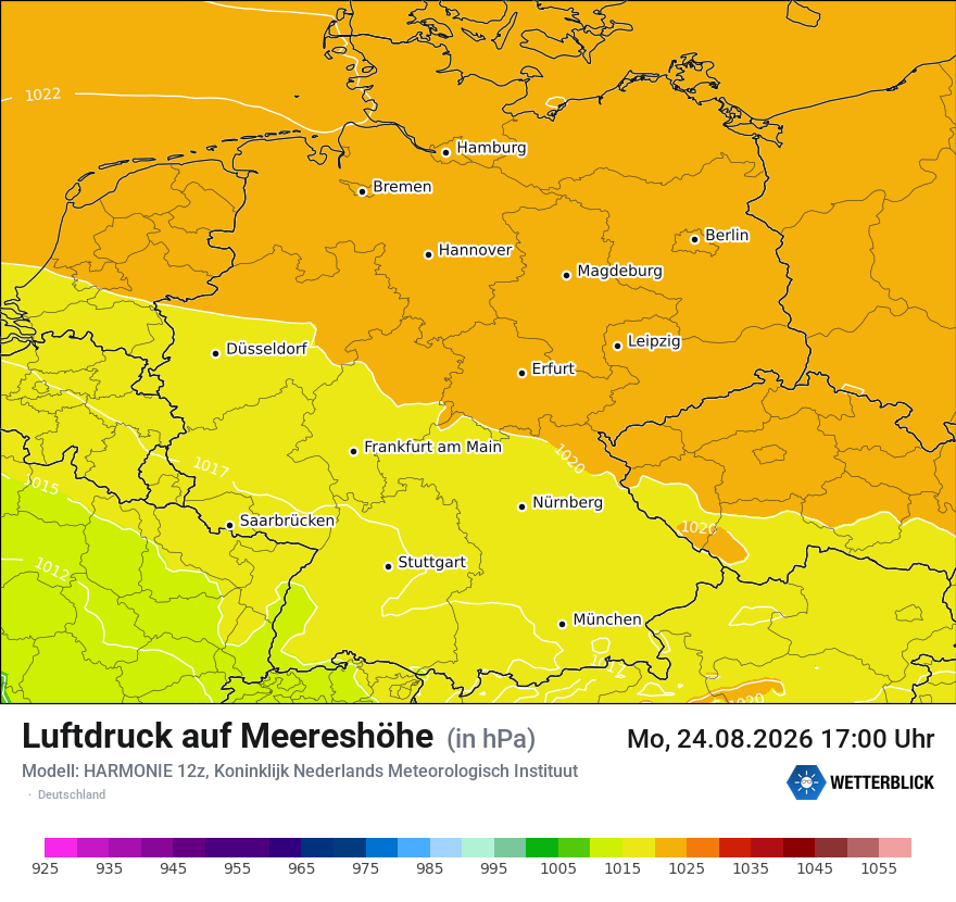 Modellkarte HARMONIE – pmsl – deutschland