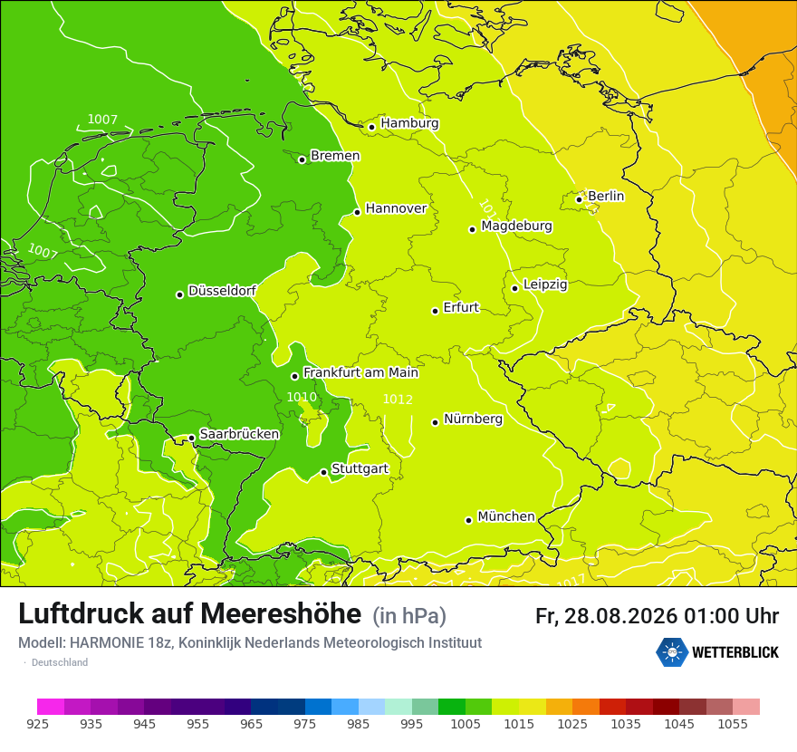 Modellkarte HARMONIE – pmsl – deutschland