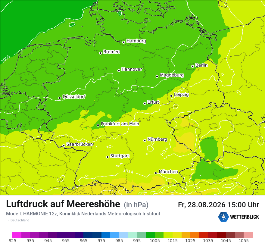 Modellkarte HARMONIE – pmsl – deutschland