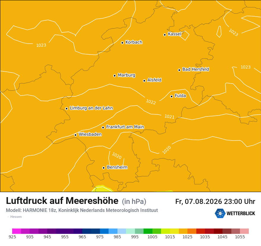 Modellkarte HARMONIE – pmsl – he