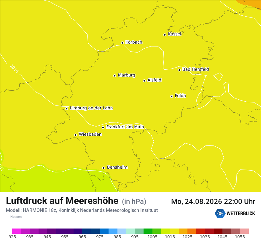 Modellkarte HARMONIE – pmsl – he