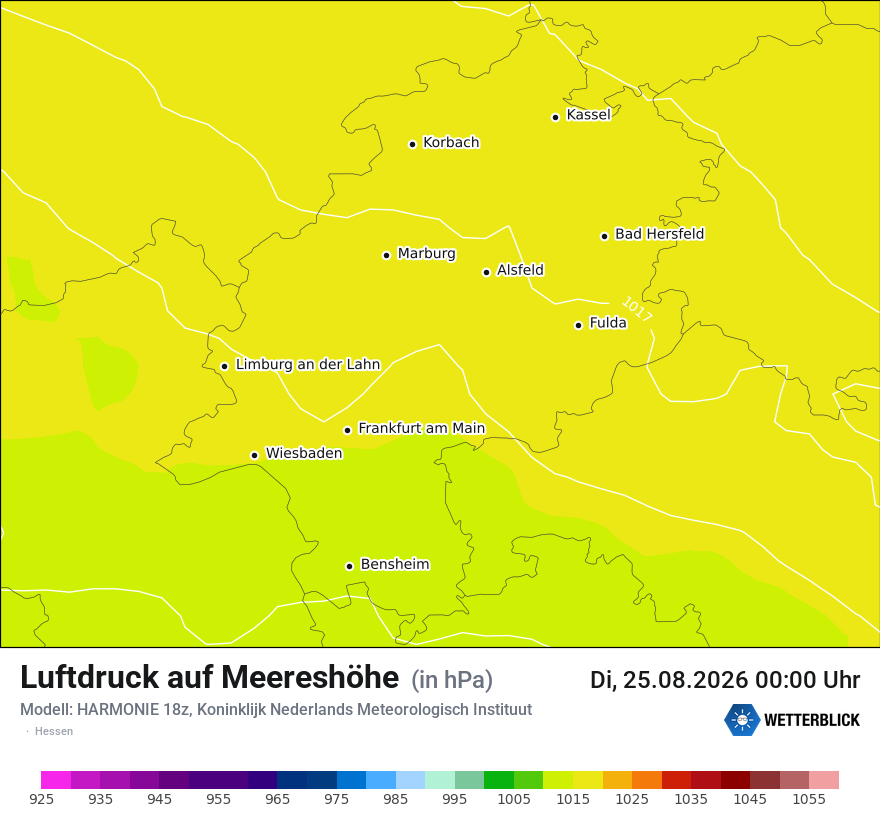 Modellkarte HARMONIE – pmsl – he