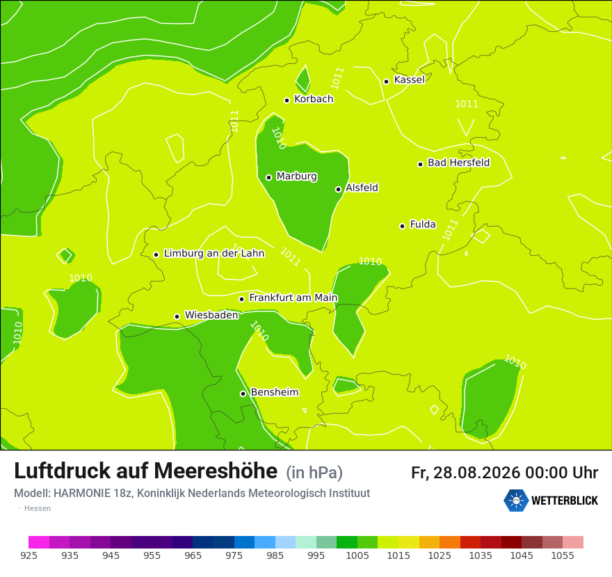 Modellkarte HARMONIE – pmsl – he