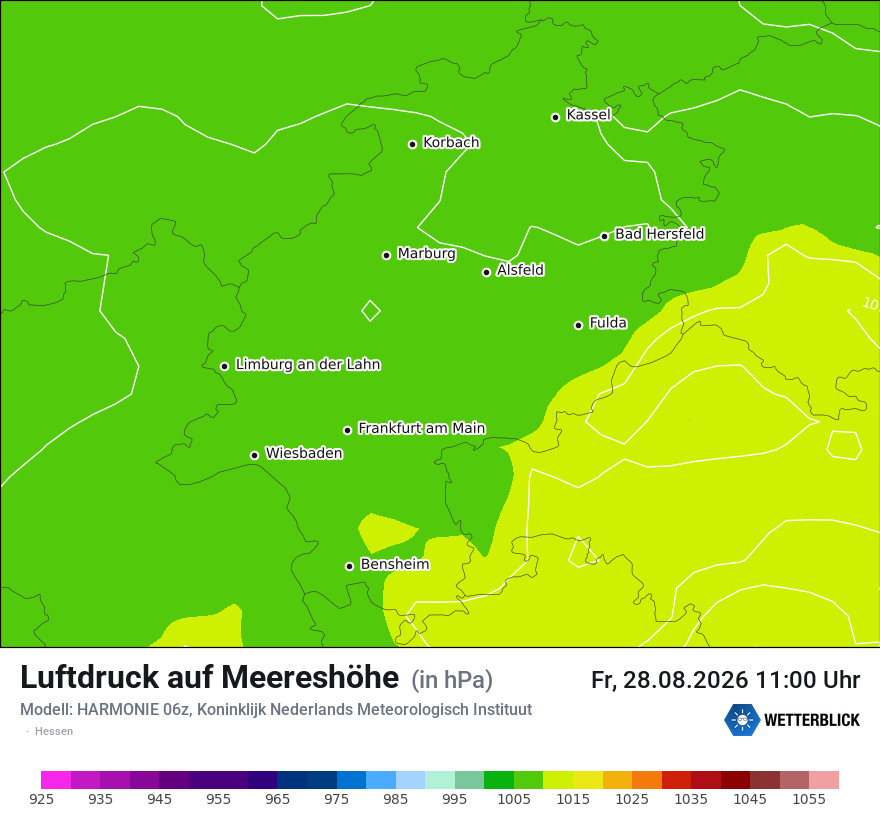 Modellkarte HARMONIE – pmsl – he