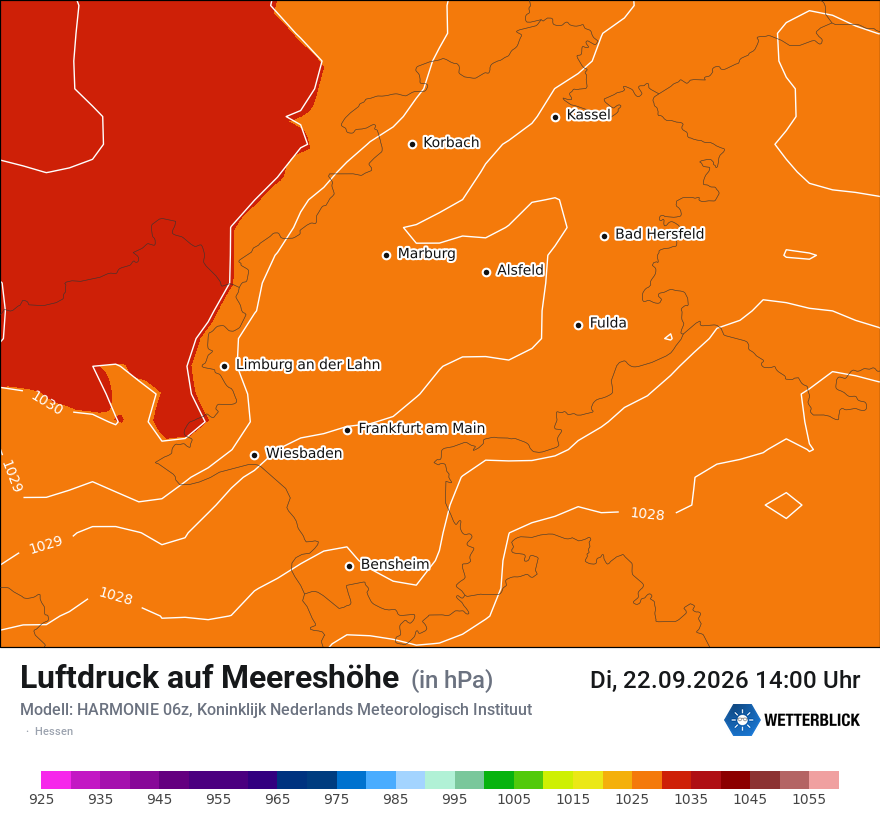 Modellkarte HARMONIE – pmsl – he