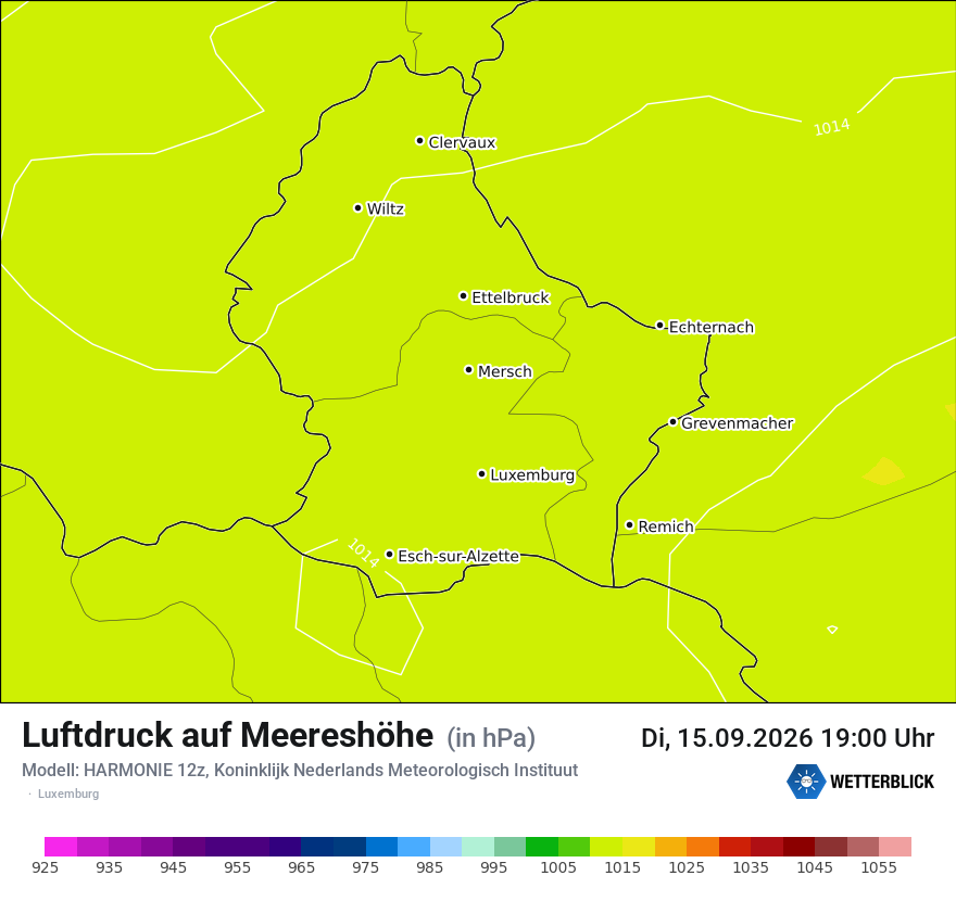 Modellkarte HARMONIE – pmsl – luxemburg