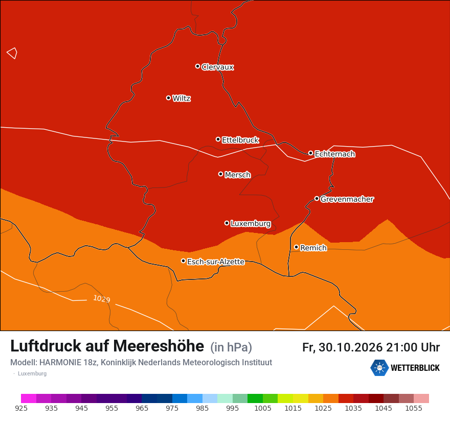 Modellkarte HARMONIE – pmsl – luxemburg