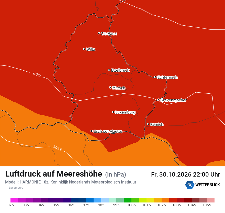 Modellkarte HARMONIE – pmsl – luxemburg