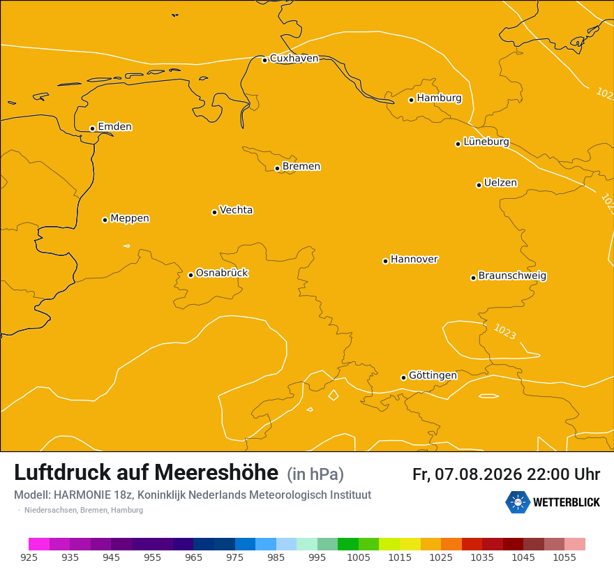 Modellkarte HARMONIE – pmsl – ni