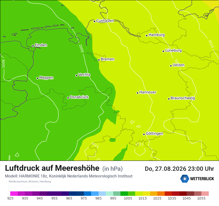 Modellkarte HARMONIE – pmsl – ni