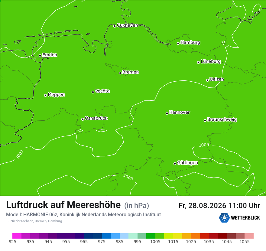 Modellkarte HARMONIE – pmsl – ni