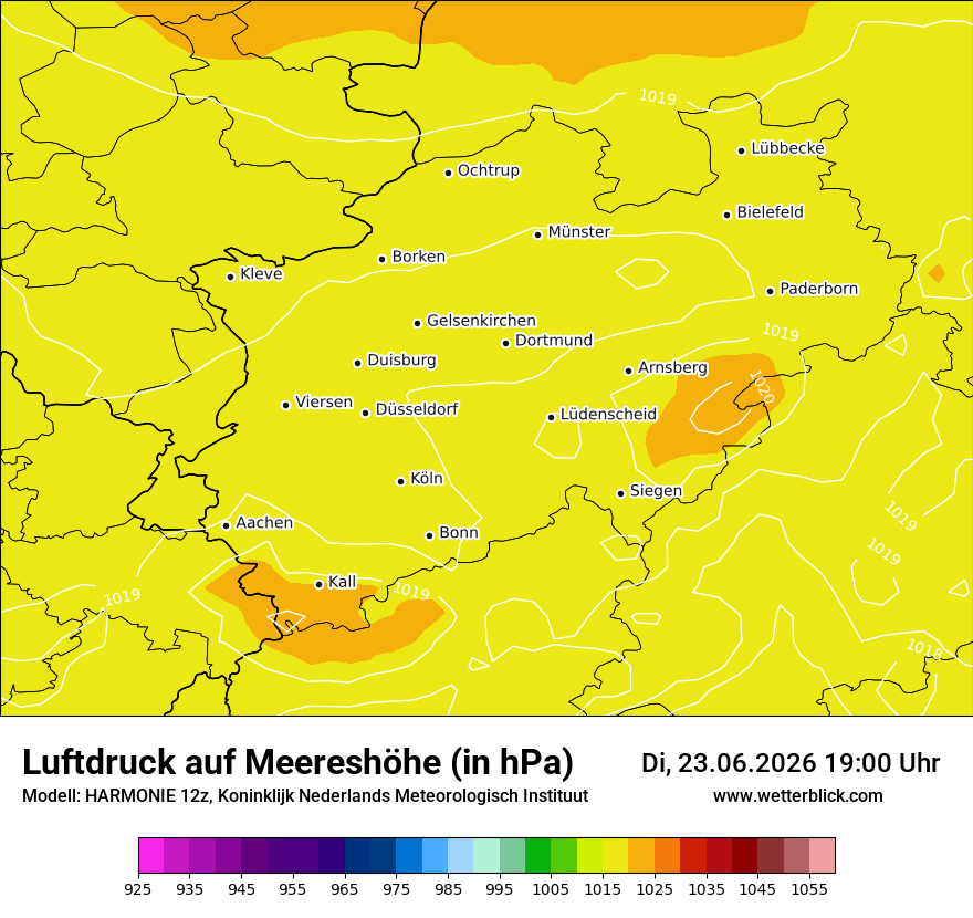 Modellkarte HARMONIE – pmsl – nrw