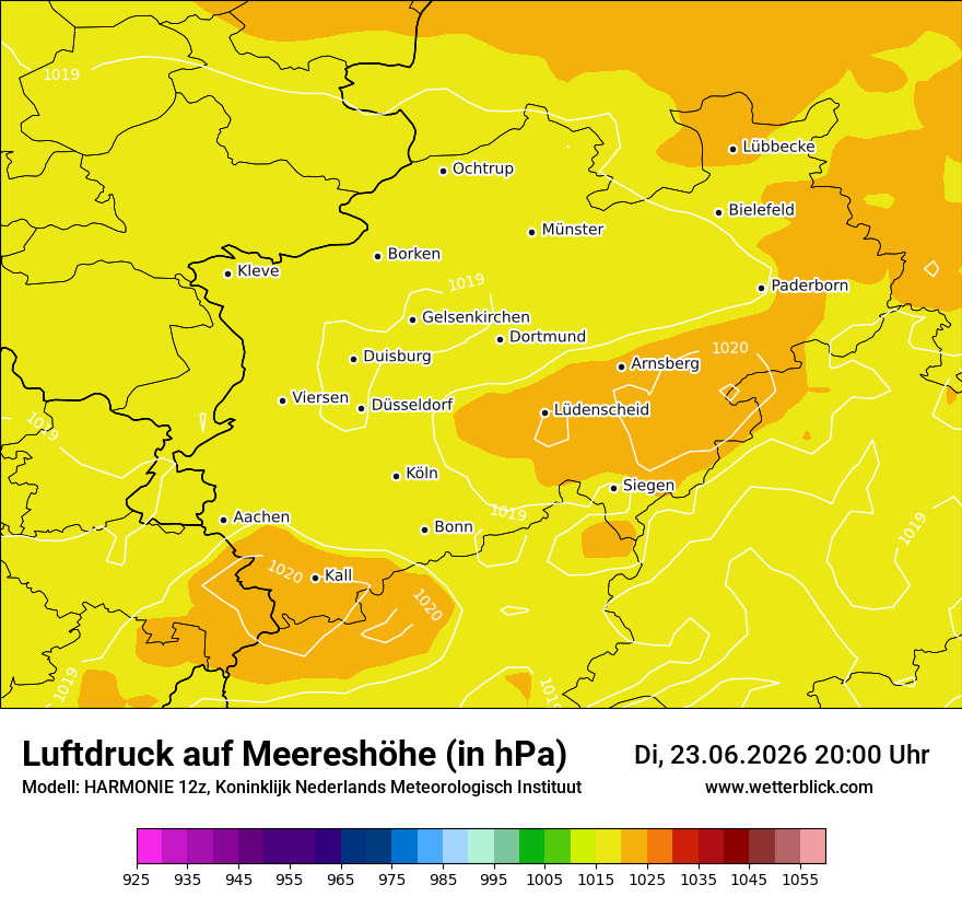Modellkarte HARMONIE – pmsl – nrw