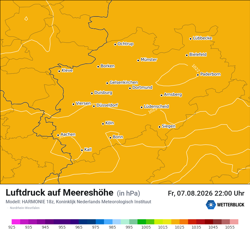 Modellkarte HARMONIE – pmsl – nrw