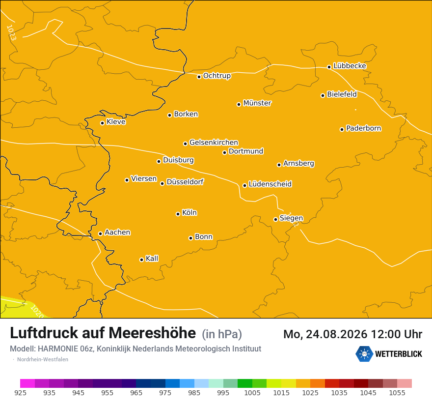 Modellkarte HARMONIE – pmsl – nrw