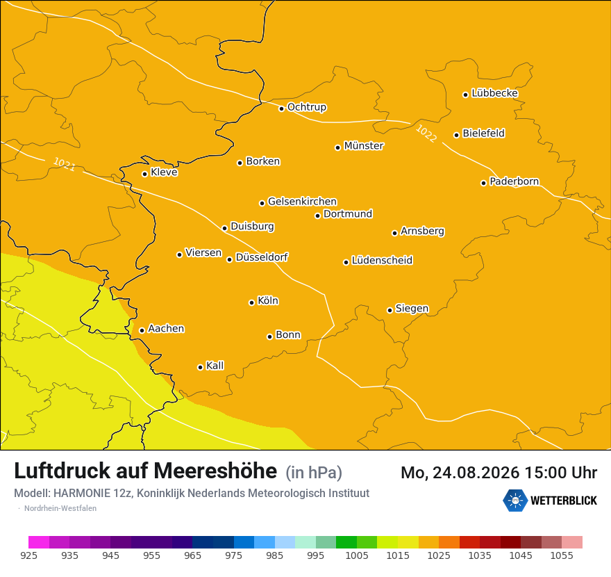 Modellkarte HARMONIE – pmsl – nrw
