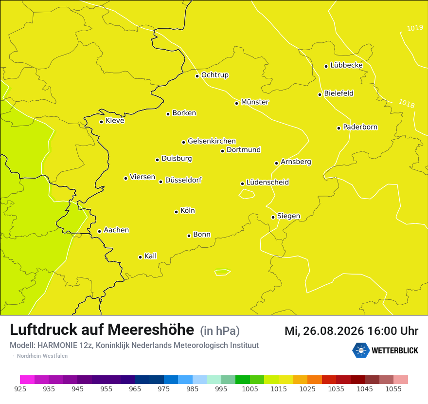 Modellkarte HARMONIE – pmsl – nrw