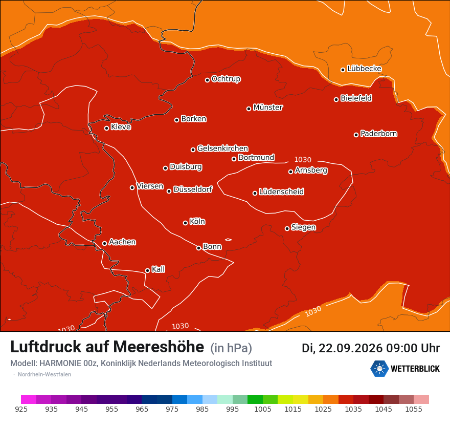 Modellkarte HARMONIE – pmsl – nrw