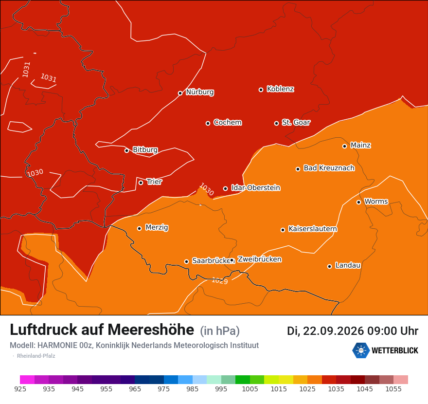 Modellkarte HARMONIE – pmsl – rp