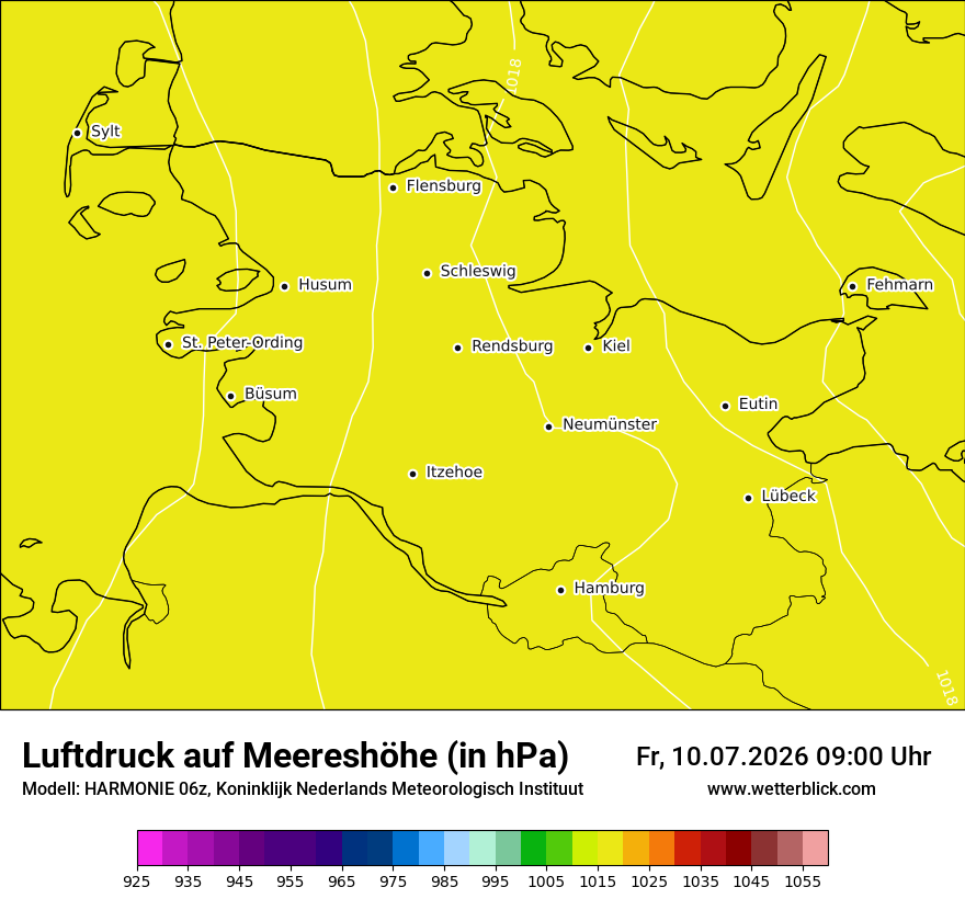 Modellkarte HARMONIE – pmsl – sh