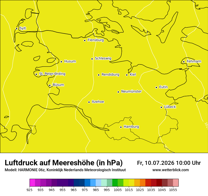 Modellkarte HARMONIE – pmsl – sh