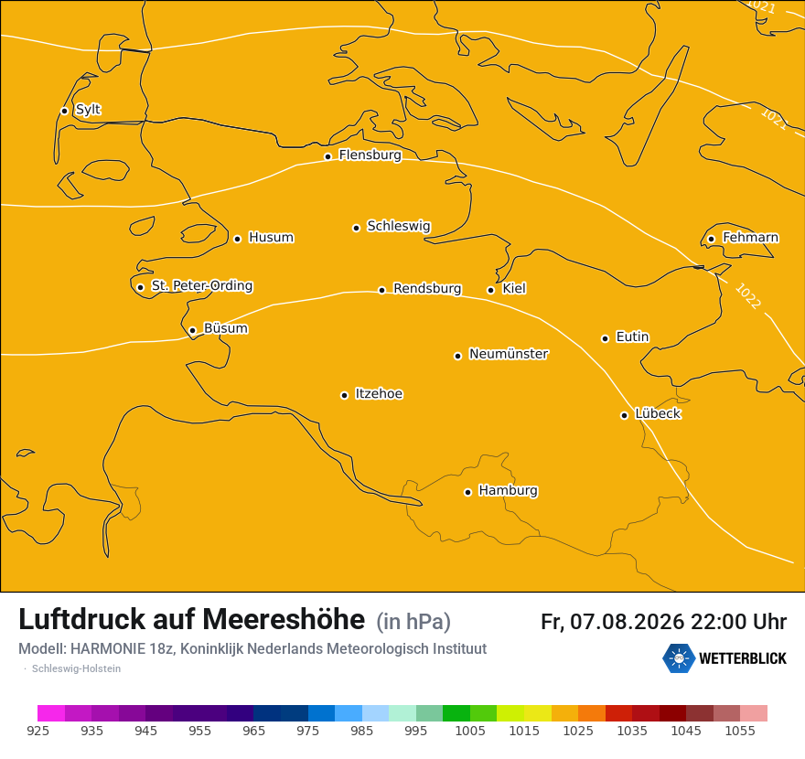 Modellkarte HARMONIE – pmsl – sh
