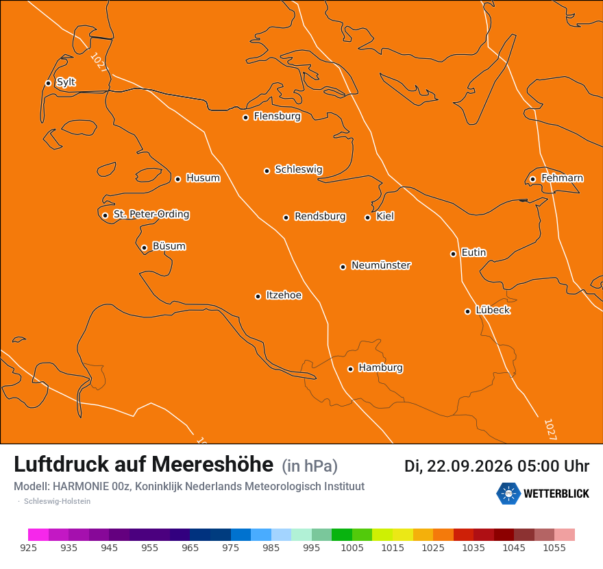 Modellkarte HARMONIE – pmsl – sh