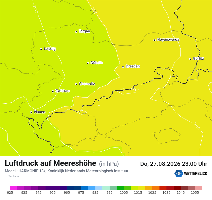 Modellkarte HARMONIE – pmsl – sn